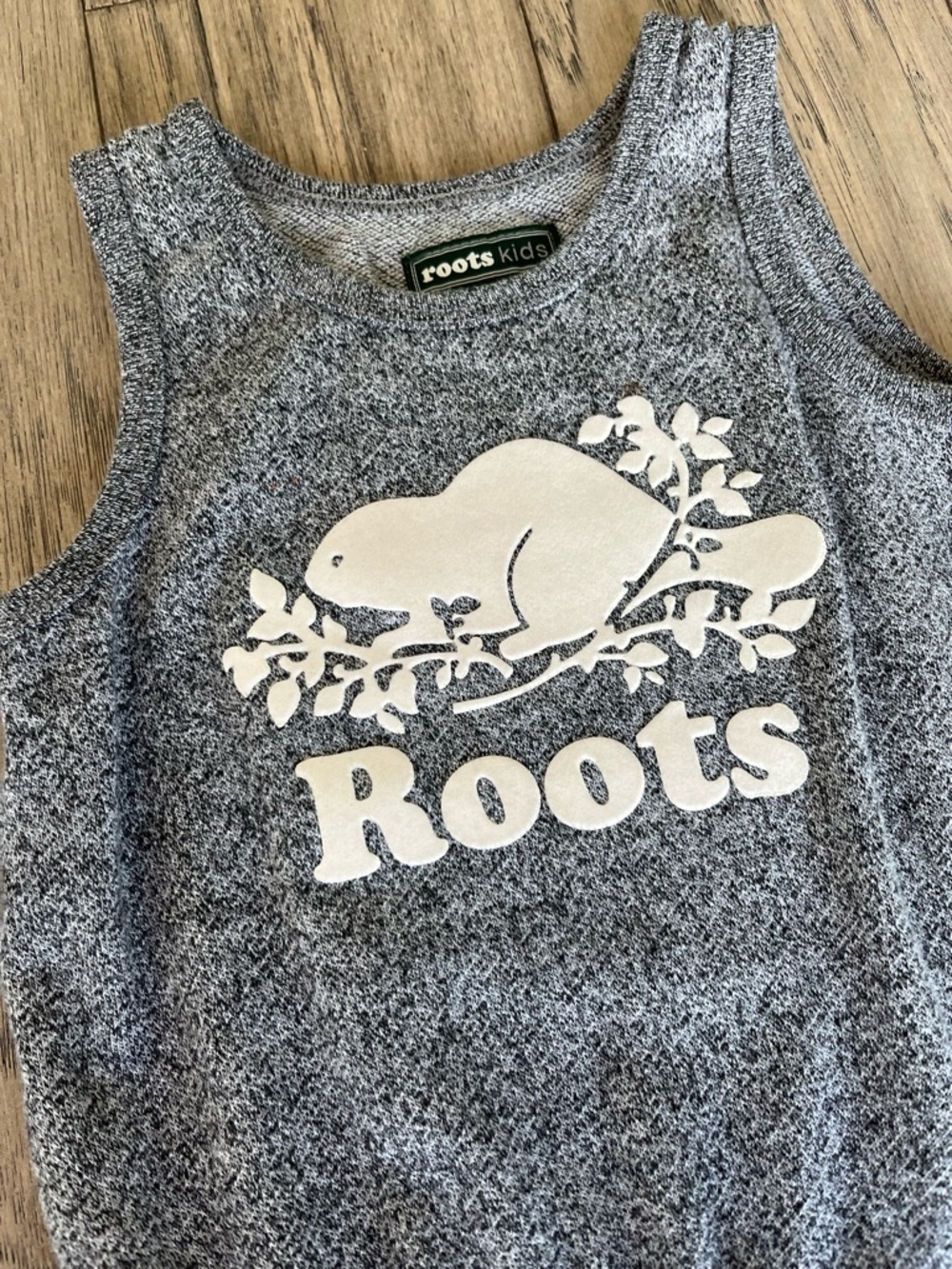 Roots Heather Grey Kids Tank Dress with White Logo - Picture 2 of 8